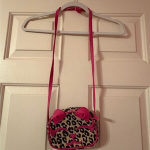 Girls Leopard Print Crossbody Bag with Pink Accents